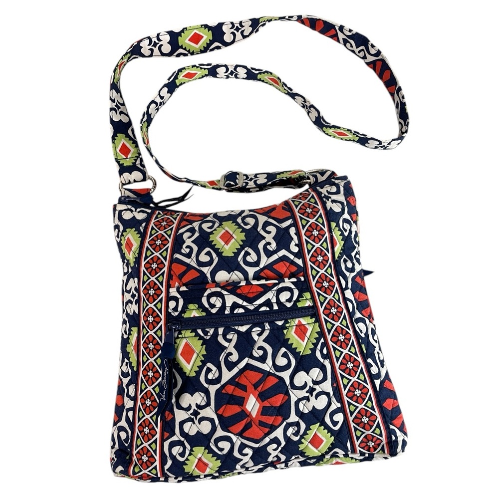 Vera Bradley Hipster Sun Valley Blue Orange Crossbody Bag Purse Zipper Closure